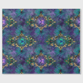 Gerahmte Schmetterlinge und Pfauenfedern Geschenkpapier (Flach)