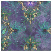 Gerahmte Schmetterlinge und Pfauenfedern Stoff (Nahaufnahme)