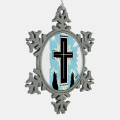 Gerahmte Schneeflocke : CATHOLIC CROSS Schneeflocken Zinn-Ornament (Links)