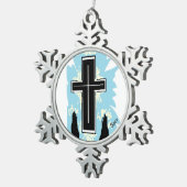Gerahmte Schneeflocke : CATHOLIC CROSS Schneeflocken Zinn-Ornament (Rechts)