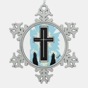 Gerahmte Schneeflocke : CATHOLIC CROSS Schneeflocken Zinn-Ornament