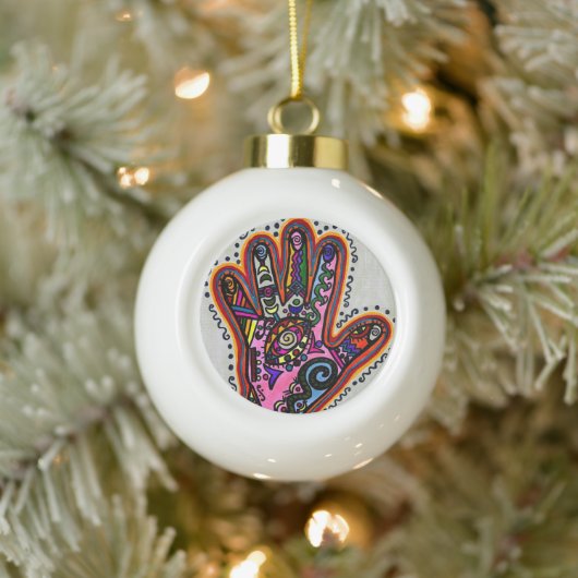 Gerahmte Schneeflocke Keramik Kugel-Ornament (Baum)