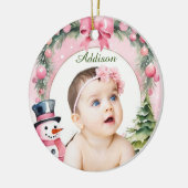 Gerahmte Schneeflocke - Personalisiert Keramik Ornament (Links)