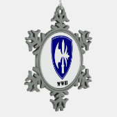 Gerahmte Schneeflocke Schneeflocken Zinn-Ornament (Links)