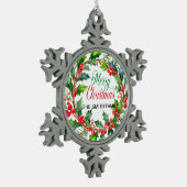 Gerahmte Schneeflocke Schneeflocken Zinn-Ornament (Links)