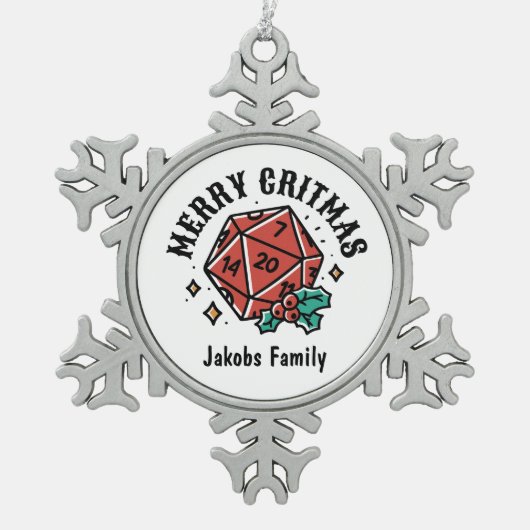 Gerahmte Schneeflocke Schneeflocken Zinn-Ornament (Vorderseite)