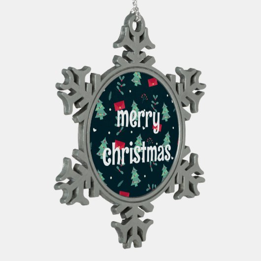 Gerahmte Schneeflocke Schneeflocken Zinn-Ornament (Links)