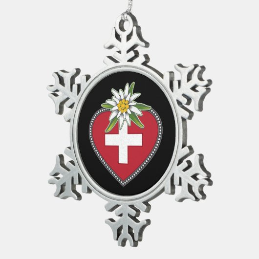 Gerahmte Schneeflocke Schneeflocken Zinn-Ornament (Rechts)