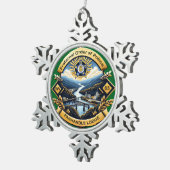 Gerahmte Schneeflocke Schneeflocken Zinn-Ornament (Rechts)