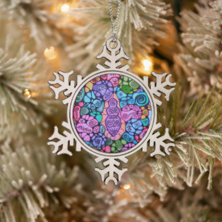 Gerahmte Schneeflocke Schneeflocken Zinn-Ornament