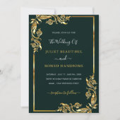 Gerahmte Schwarz-Gold-Hochzeitsvorlage (Vorderseite)
