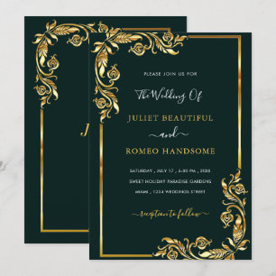 Gerahmte Schwarz-Gold-Hochzeitsvorlage