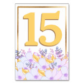 Gerahmte Tafelkarte aus Lila Gold Tischnummer (Vorderseite)