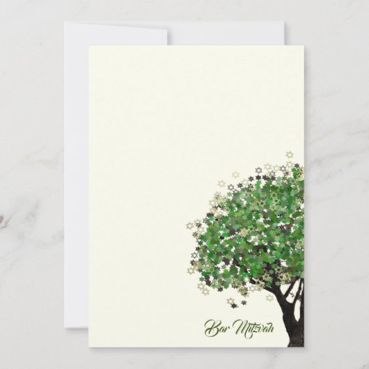 Gerahmte Tree Bar Mitzvah Stern von David Einladun Einladung (Rückseite)
