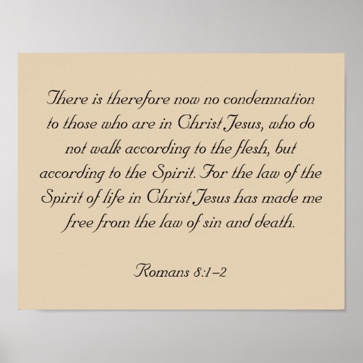 Gerahmte Verse Artwork, Römer 8:1-2 Poster (Vorne)
