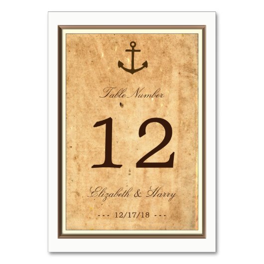 Gerahmte Vintage Papiertafel Nr. Tischnummer (Rückseite)