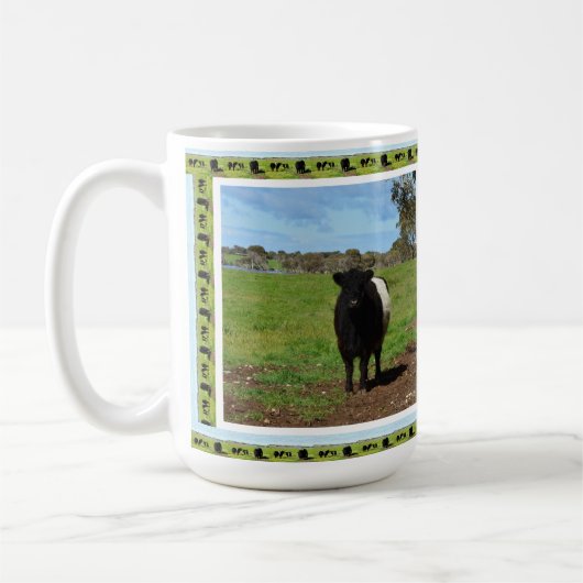 Gerahmte weibliche Galloway-Kuh Kaffeetasse (Links)