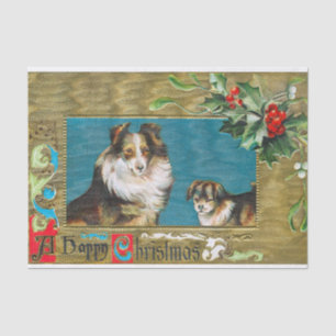 Gerahmte Weihnachtsfeiertage mit Holly und Berries Seidenpapier