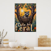 Gerahmte Wildnis: Raccoon's Cosy Spot Poster (Küche)