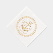 Gerahmter Anker mit Monogram 2, erster Dank Servietten Mit Folie (Rechts)