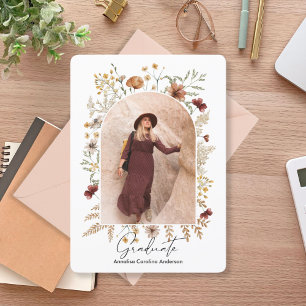 Gerahmter Boho Floralarch Graduate Einladung