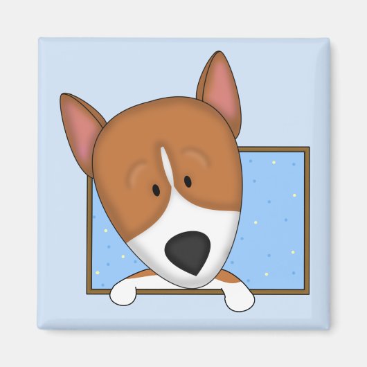 Gerahmter Cartoon Basenji Magnet (Vorne)