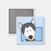 Gerahmter Cartoon Siberian Husky Magnet (Vorderseite/Rückseite)