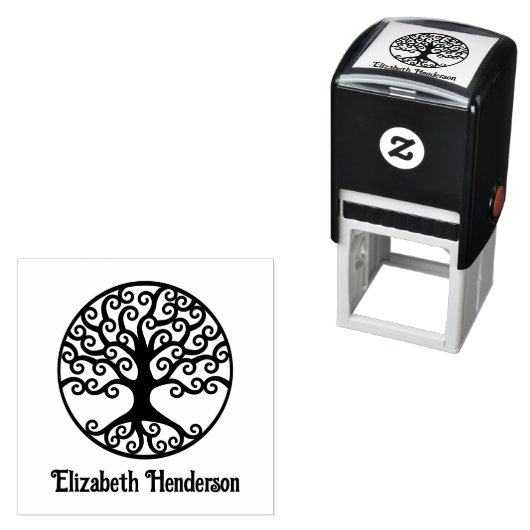 Gerahmter Curly Tree of Life mit optionalem Namen Permastempel (Beispiel)