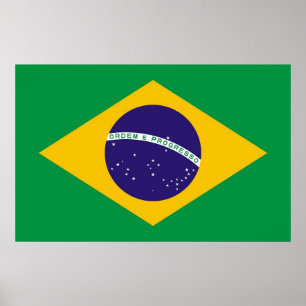 Gerahmter Druck mit brasilianischer Flagge Poster