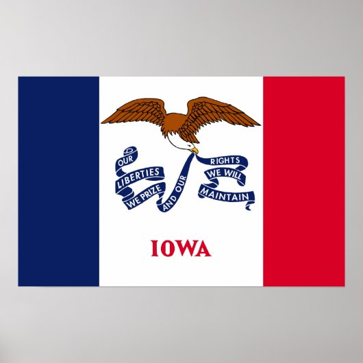 Gerahmter Druck mit der Flagge von Iowa, USA. Poster (Vorne)
