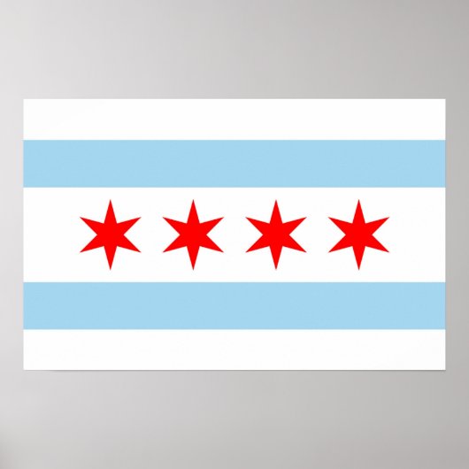 Gerahmter Druck mit Flag von Chicago, USA. Poster (Vorne)