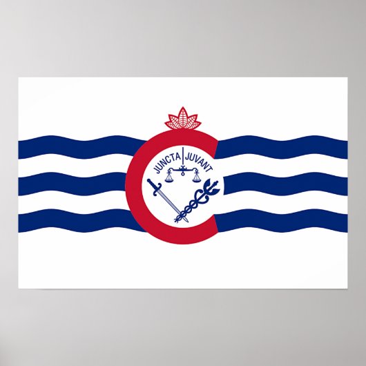 Gerahmter Druck mit Flag von Cincinnati City, USA. Poster (Vorne)