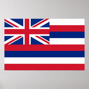 Gerahmter Druck mit Flag von Hawaii, USA. Poster