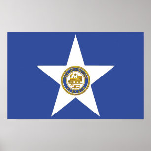 Gerahmter Druck mit Flag von Houston, USA. Poster