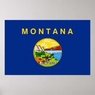 Gerahmter Druck mit Flag von Montana, USA. Poster