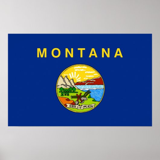 Gerahmter Druck mit Flag von Montana, USA. Poster (Vorne)
