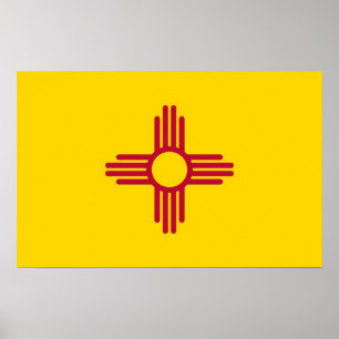 Gerahmter Druck mit Flag von New Mexico, USA. Poster