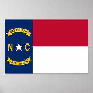 Gerahmter Druck mit Flag von North Carolina, USA. Poster