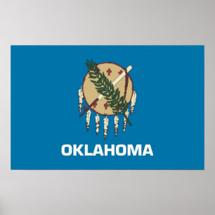 Gerahmter Druck mit Flag von Oklahoma, USA Poster