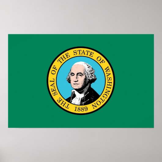 Gerahmter Druck mit Flag von Washington, USA. Poster (Vorne)