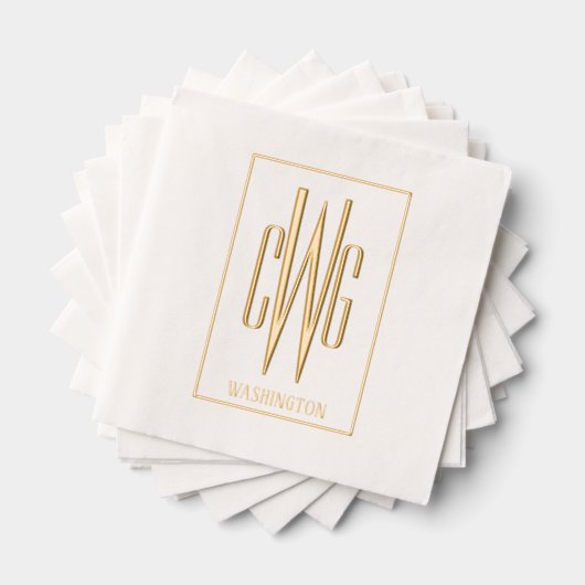 Gerahmter einfacher 3 Anfangsbuchstaben Monogramm Servietten Mit Folie (Insitu (Gestapelt))