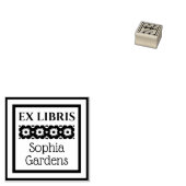 Gerahmter floraler Ex Libris Gummistempel (Stempel)