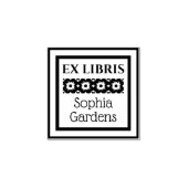 Gerahmter floraler Ex Libris Gummistempel (Prägung)