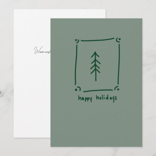 Gerahmter Grünbaum Feiertagskarte (Vorne/Hinten)