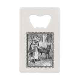 Gerahmter Jahrgang Bild rot Reiten Hood Wolf Kreditkartenflaschenöffner