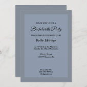 Gerahmter Junggeselinnen-Abschied Blau/Grau Einlad Einladung (Vorne/Hinten)