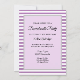 Gerahmter Junggeselinnen-Abschied lila/weiß Streif Einladung