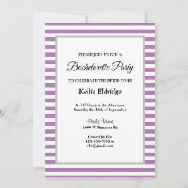Gerahmter Junggeselinnen-Abschied lila/weiß Streif Einladung
