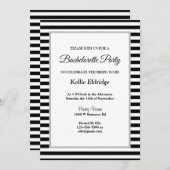 Gerahmter Junggeselinnen-Abschied Schwarz/Weiß Einladung (Vorne/Hinten)