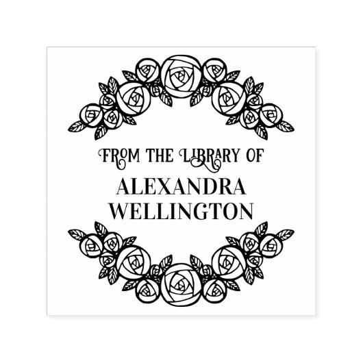 Gerahmter Name des Bücherbuchs der Rose Permastempel (Design)